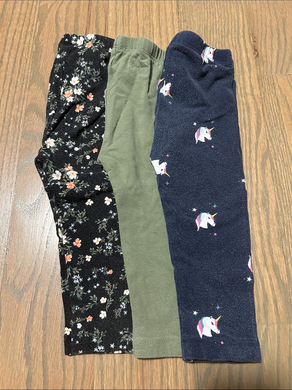 Old Navy Toddler Leggings Set - Black Floral, Olive Green, Navy Unicorn